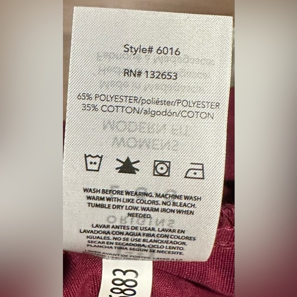 WonderWink Origins Maroon Wine Red Scrub Medical Top Work Uniform - Picture 11 of 11